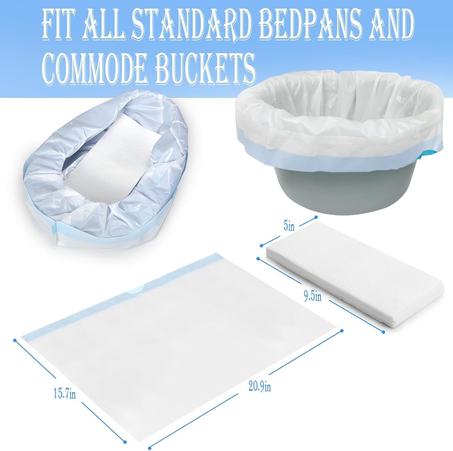 20 Pack Medical-Grade Commode Liners – Bedpan Liners for Home & Healthcare Use