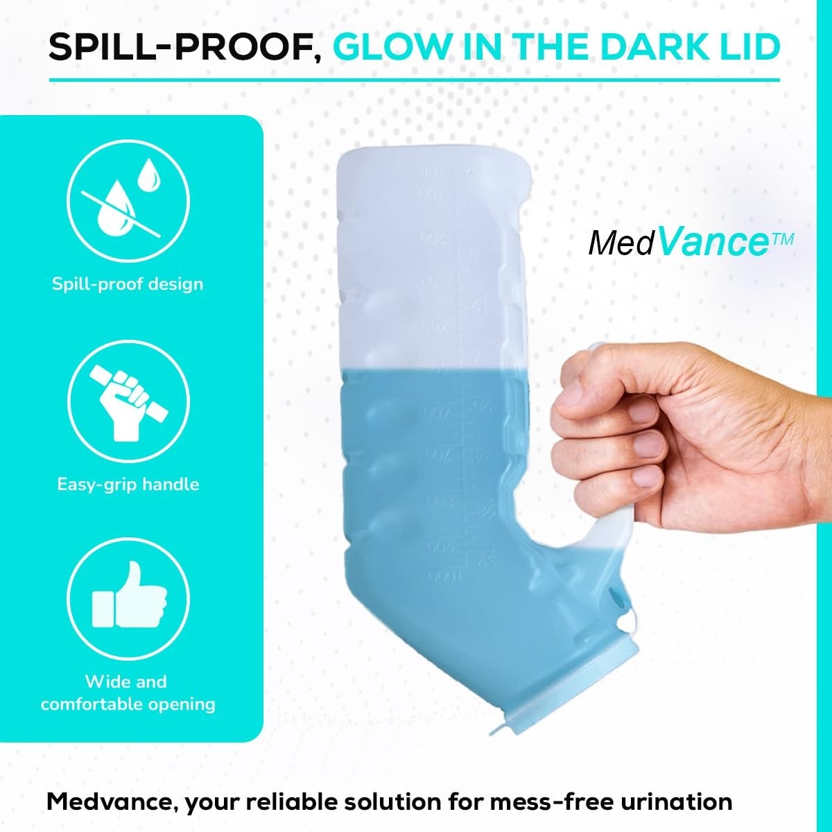 1000ml Portable Urinals for Men – 10 Pack, Spill Proof & Leak-Proof Pee Bottles,