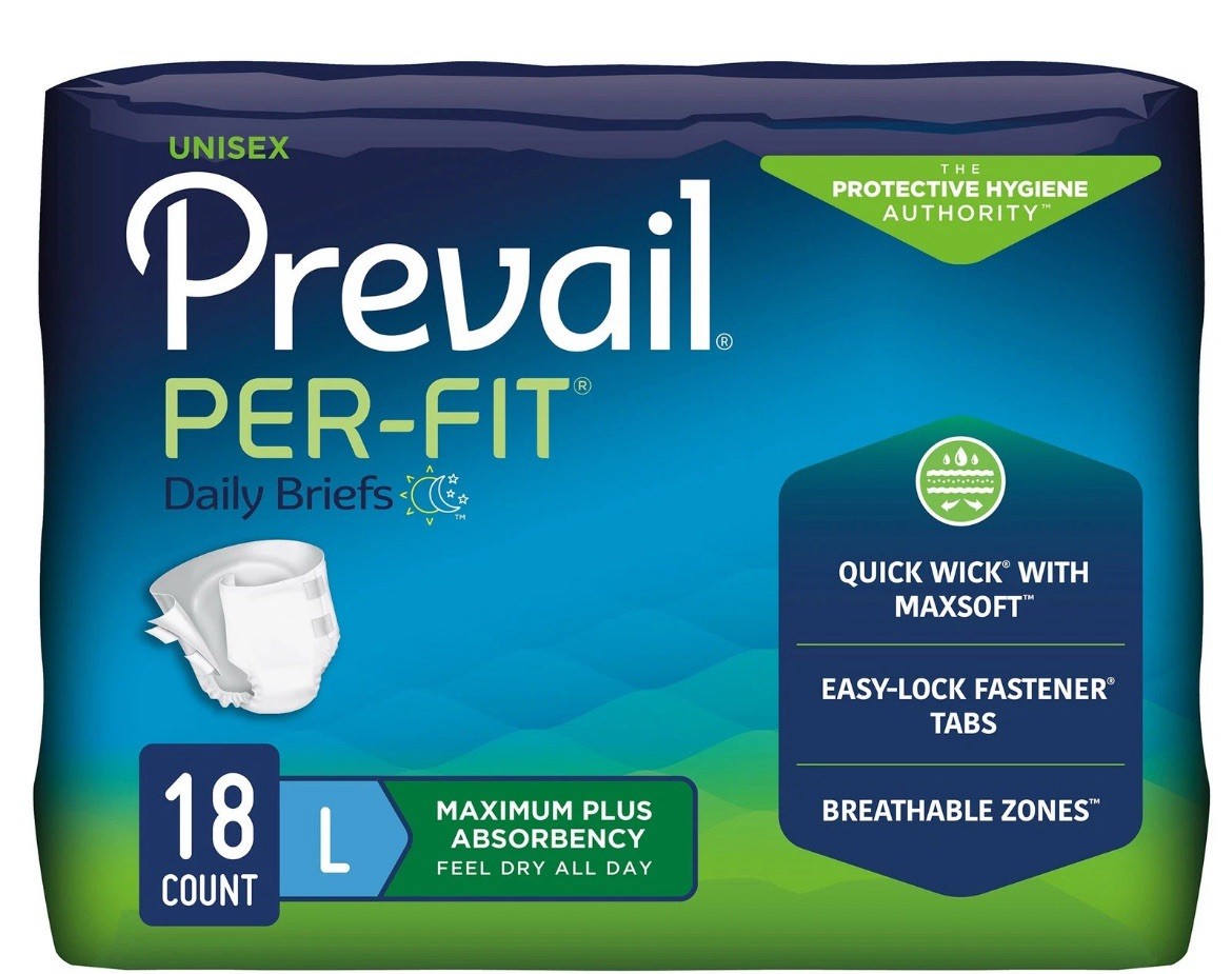 Prevail Per-Fit Adult Briefs Diapers With Tabs L Heavy Absorbency 72 Ct