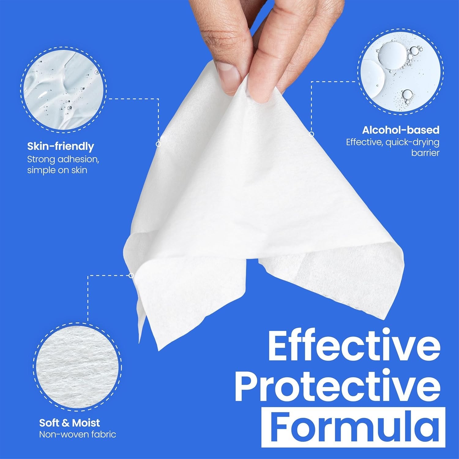50 Count Waterproof Skin Barrier Wipes – 2″ x 2″, Gentle Alcohol-Based Prep Pads