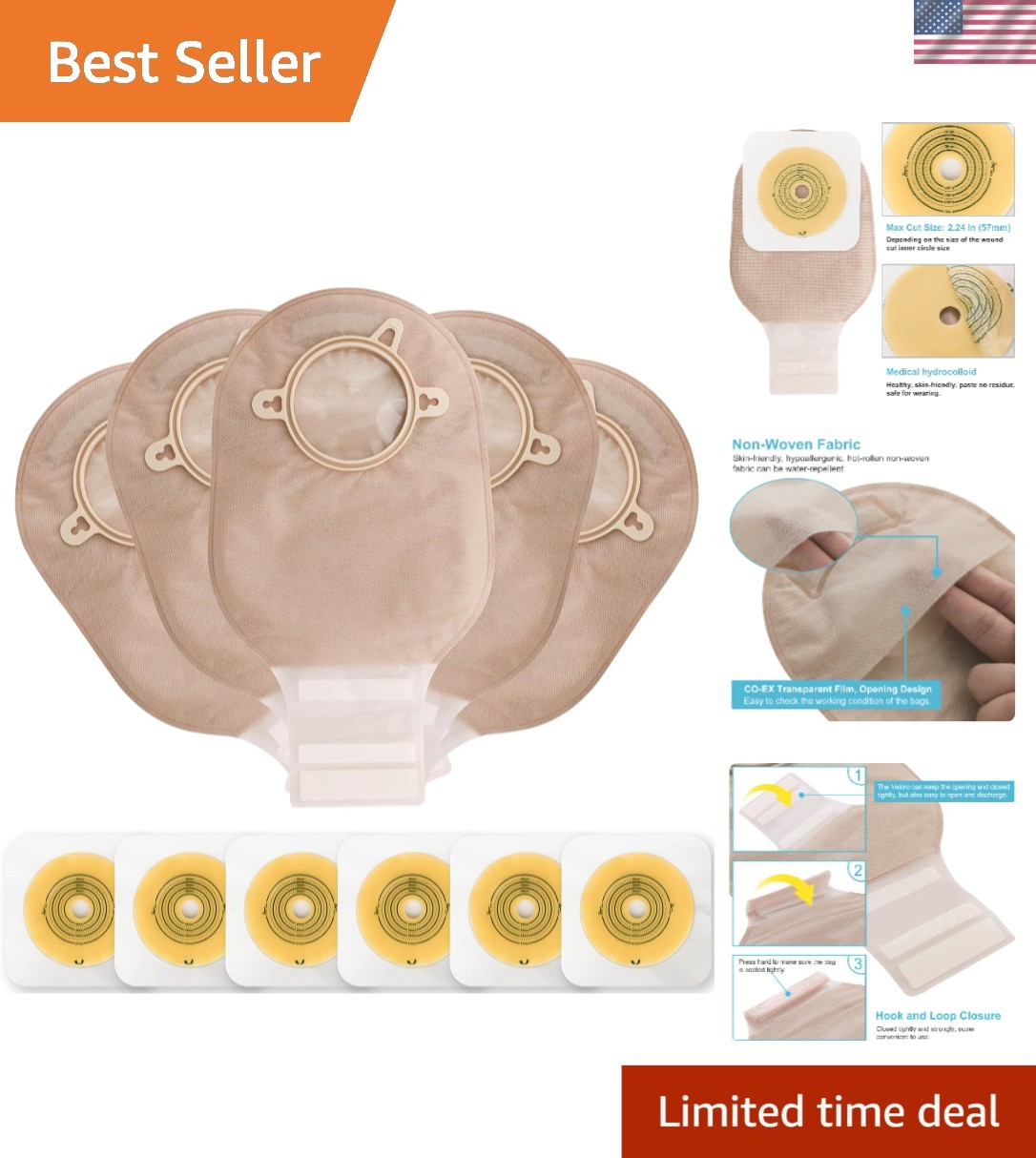 Skin-Friendly Two-Piece Colostomy Bags with Activated Carbon Filter – 21 PCS
