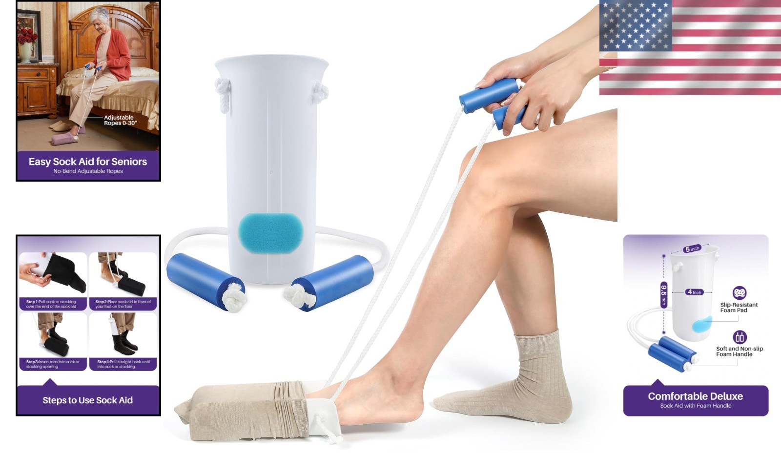 4-Inch Sock Aid for Easy Sock Application – No Bending Design, Ideal for Seniors