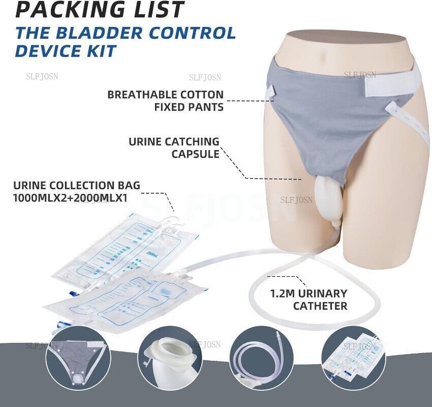 Male Famale Reusable Urine Bag Collector Portable Wearable Collection Grey