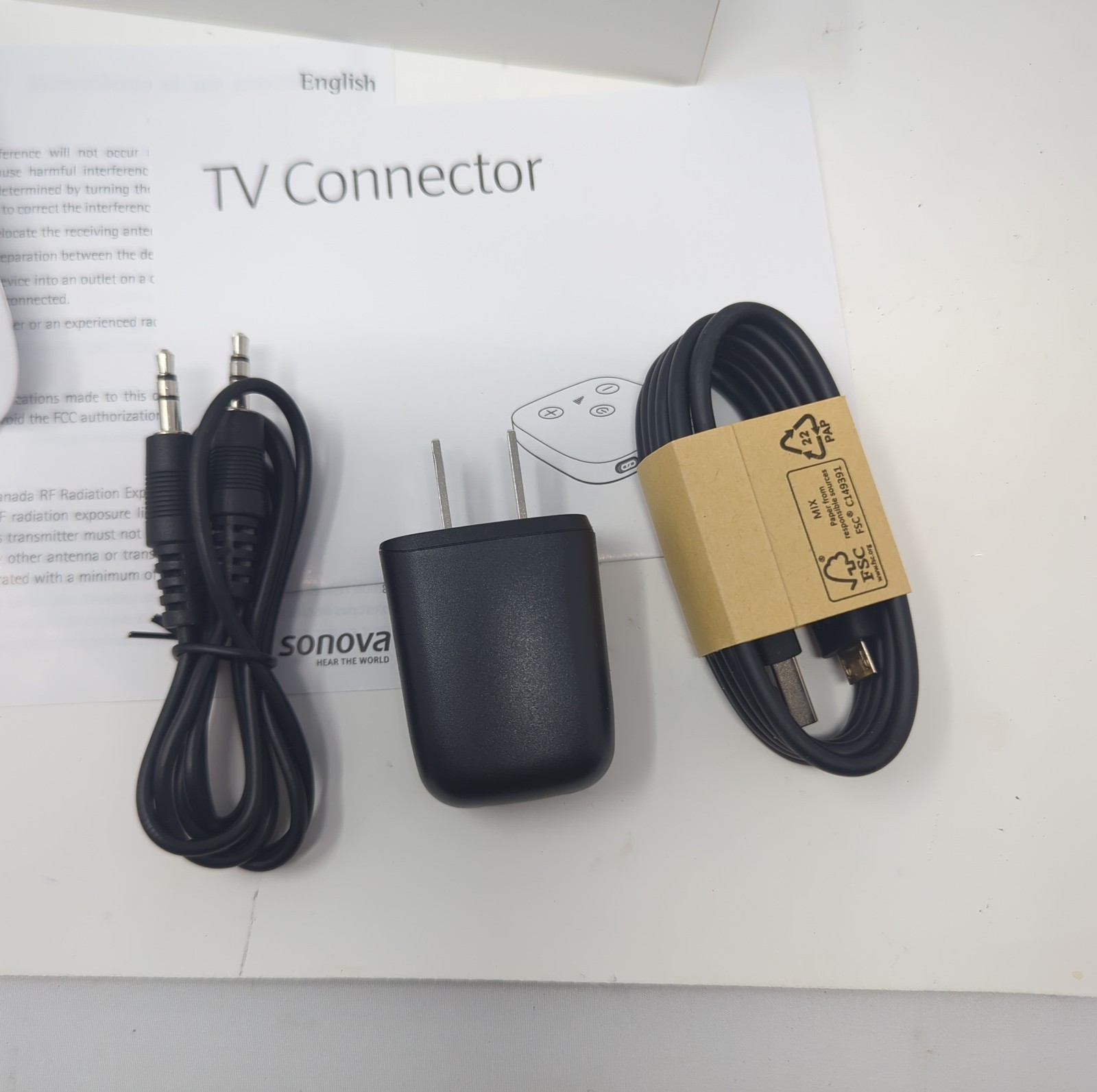 Easy Line TV Connector for Hearing Aid, Black OPEN BOX