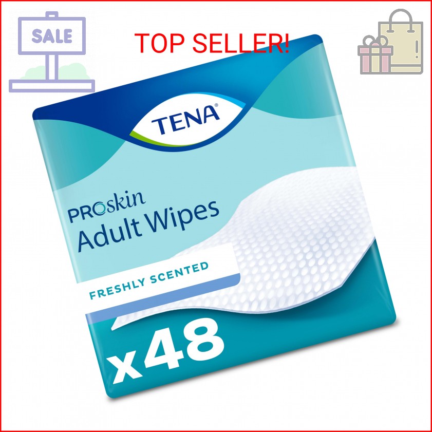 TENA ProSkin Ultra Body Wipes for Adults, 48 Count (Pack of 1), White