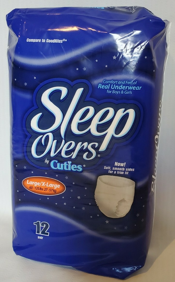 Cuties Sleep Overs Youth Absorbent Underwear L/XL 60-125 lbs. 12 Pack Unisex