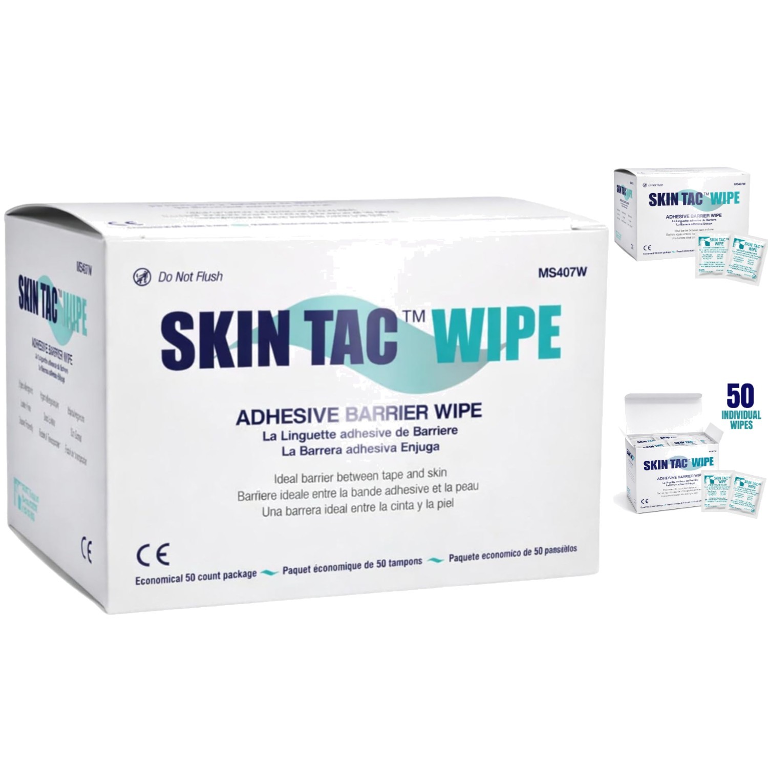 Portable Hypoallergenic Adhesive Barrier Wipes 50 Count – Sensitive Skin Care