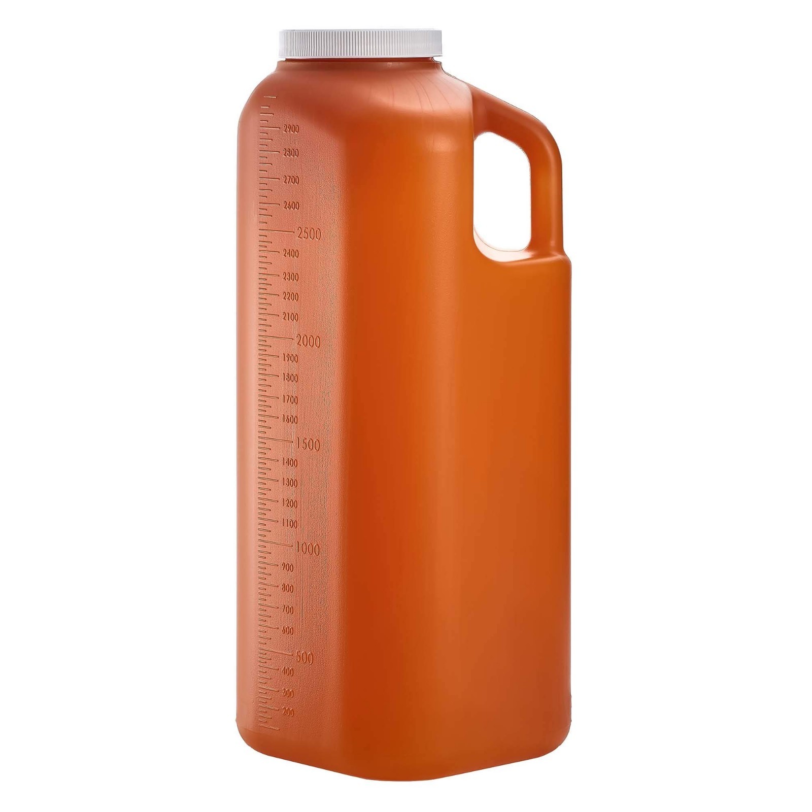 Large Male Urinal with Leak-Proof Cap, 3000 mL Capacity, Amber Color, Portable