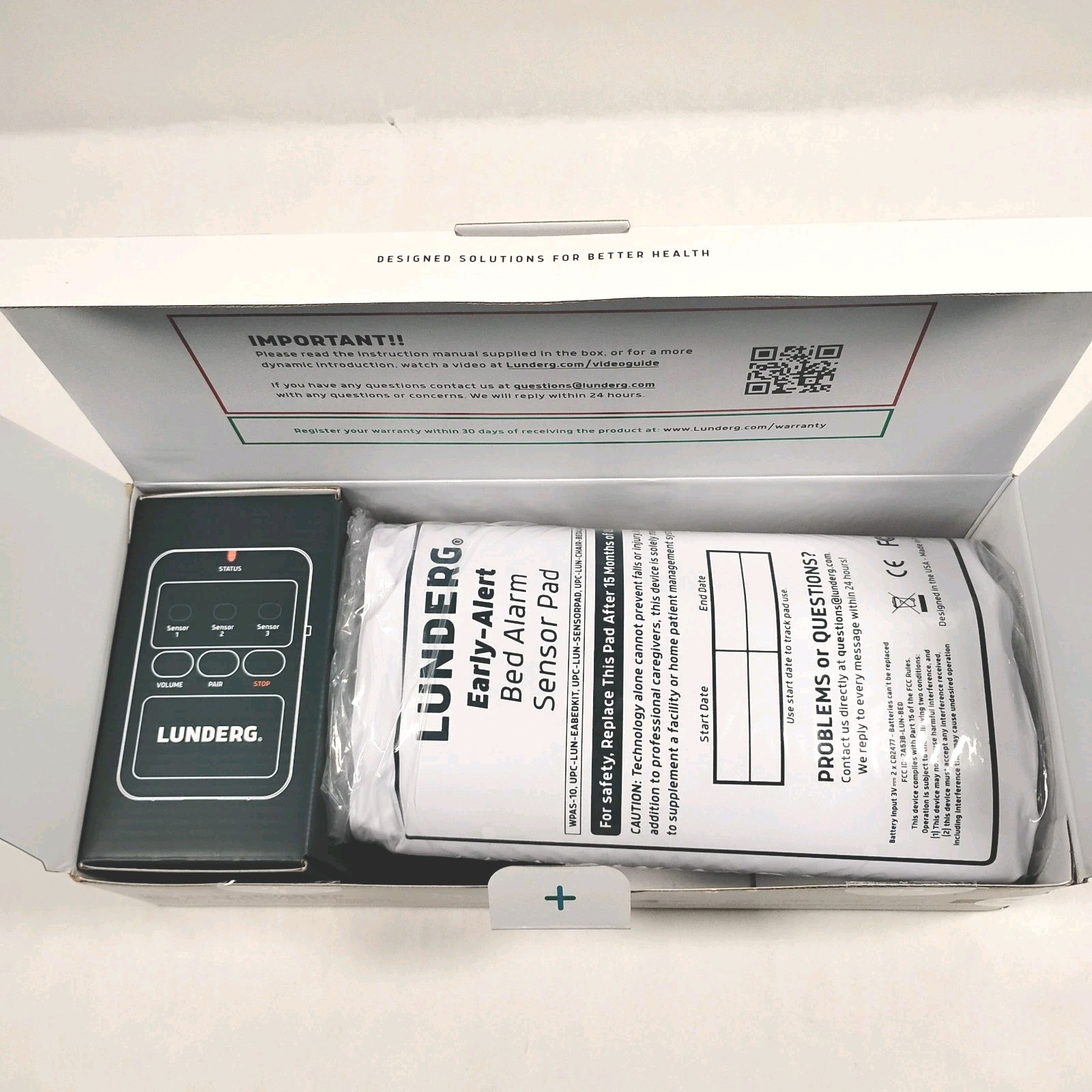 New Early Alert Bed Alarm System With Wireless Sensor Pad and Monitor Lunderg