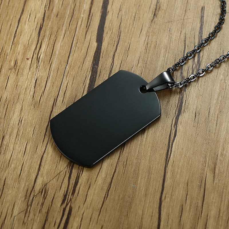 Black Medical Alert ID Name Men Necklace Chain Pendant Dog Tag Emergency Jewelry