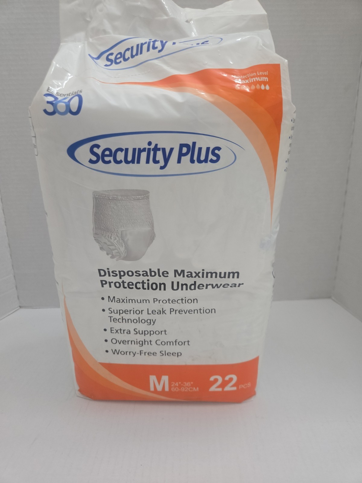 Security Plus Overnight Underwear, Size M, 22 Pieces