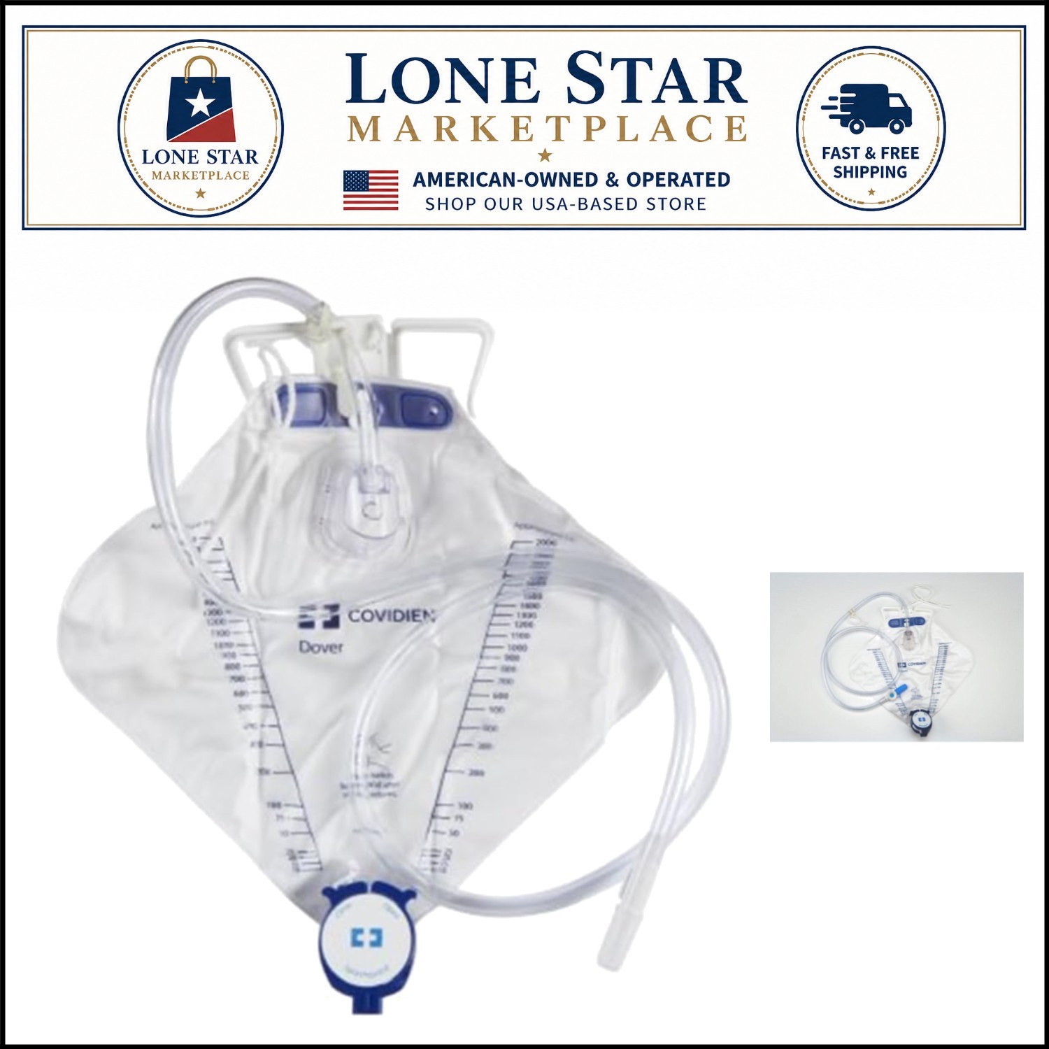 Curity Dover 2,000 mL Sterile Anti-Reflux Urinary Drainage Bag with 48” Tubing