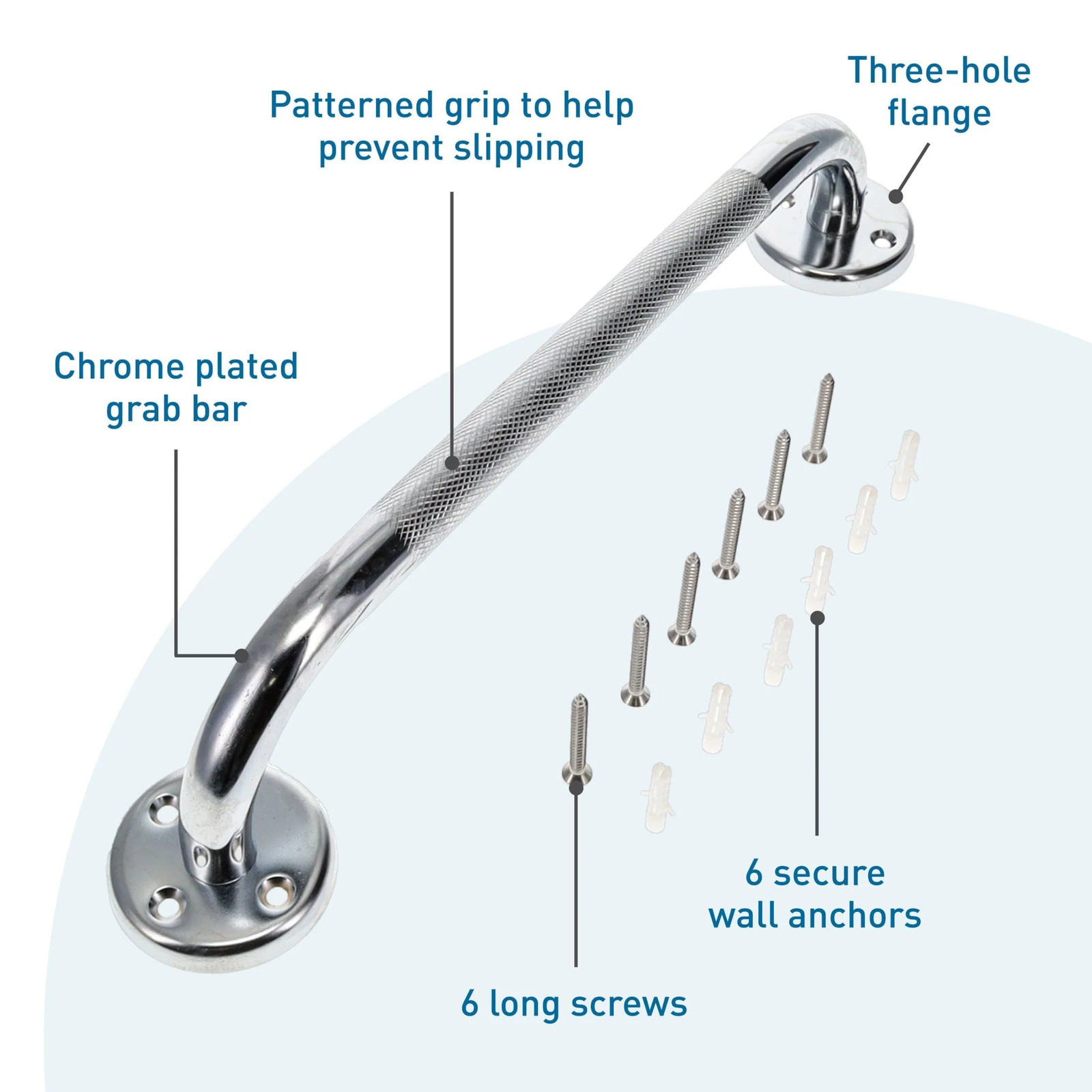 BodyMed Wall Grab Bar, Chrome Plated Steel