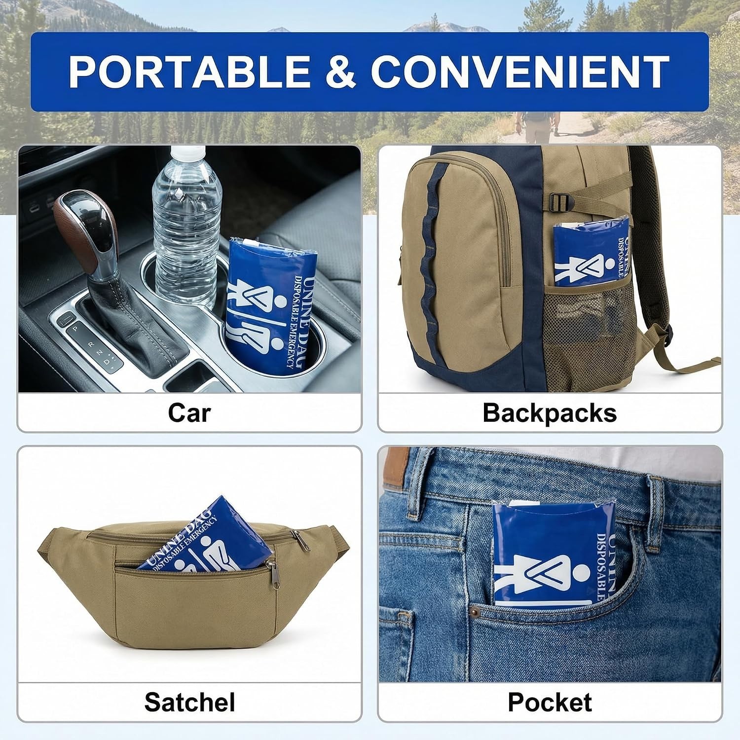 10pcs Disposable Urine Bags, 800ML Portable Emergency Pee Bags for Men Women