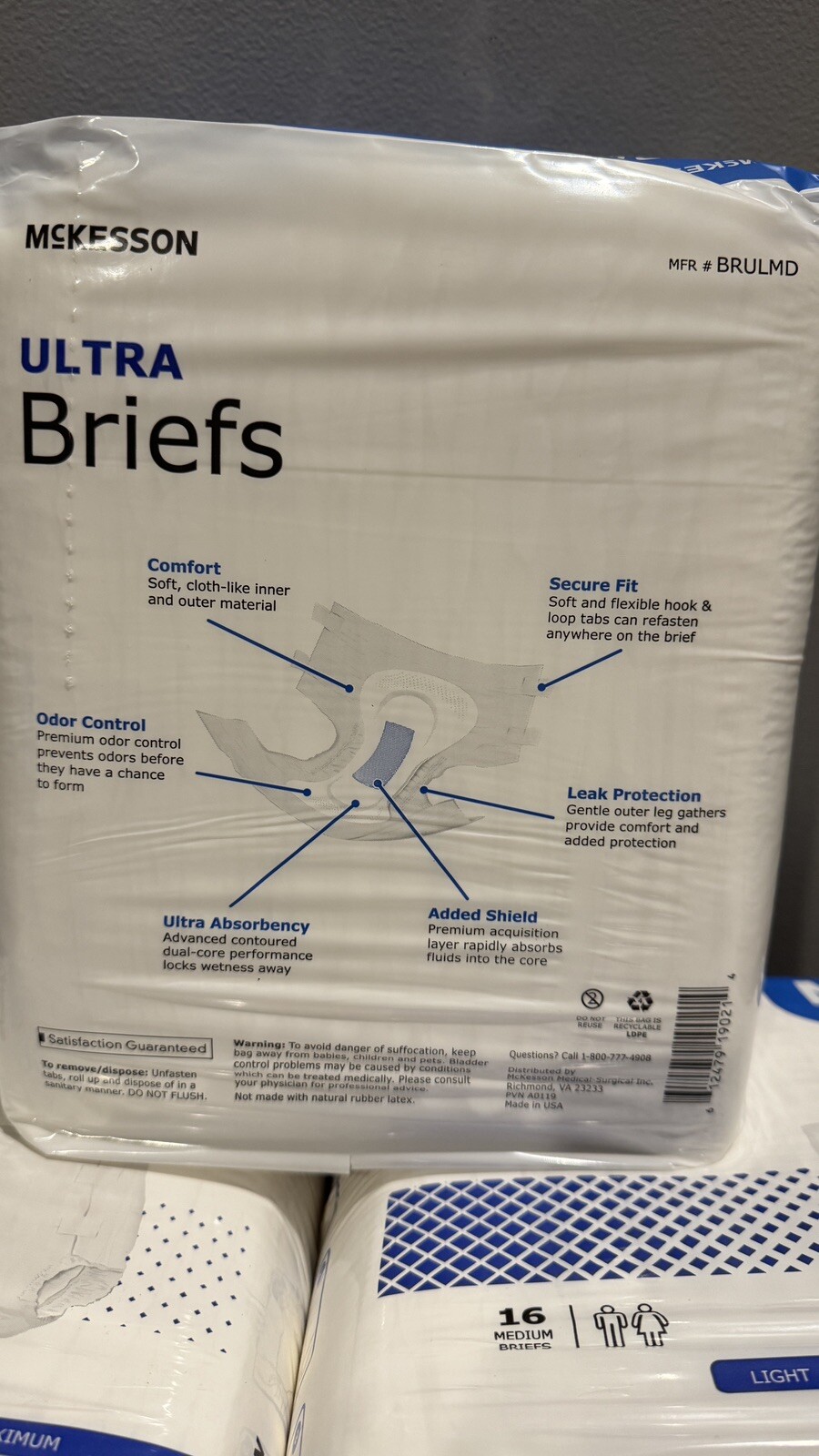 16 McKesson Ultra Heavy Absorbency Adult Disposable Brief Diapers M Tab Closure