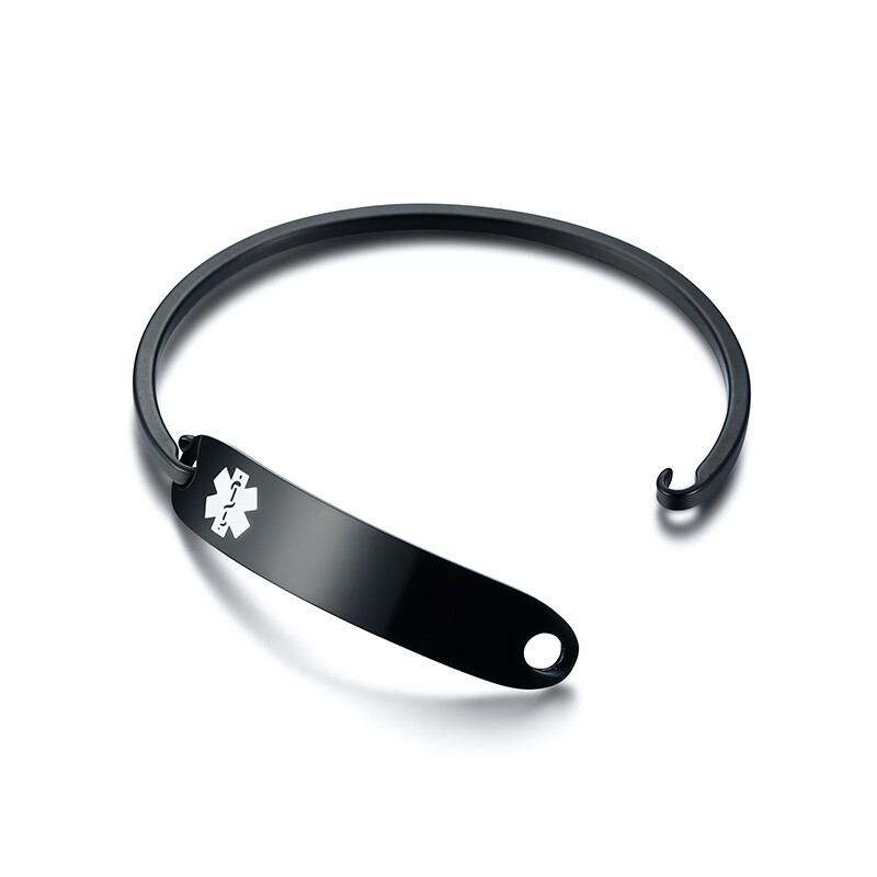 Customized Medical Bracelet Emergency Laser Engraved Men Women Alert ID Bangle