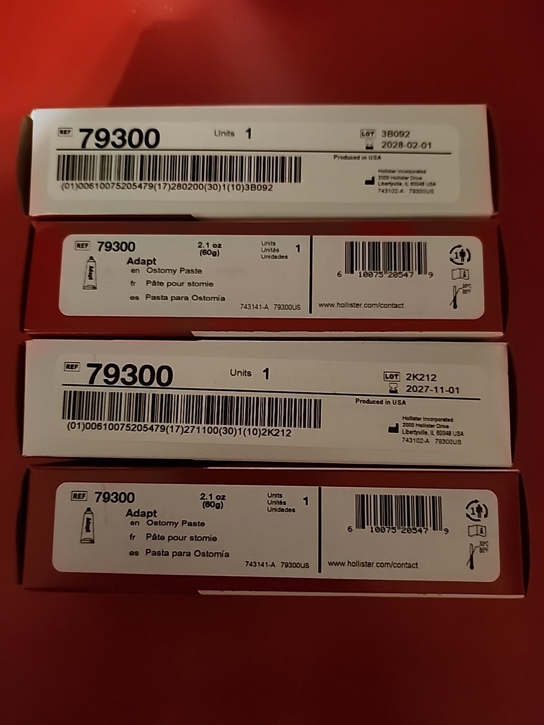 4) Hollister Ostomy 79300 ADAPT Stoma Paste 2oz Tubes