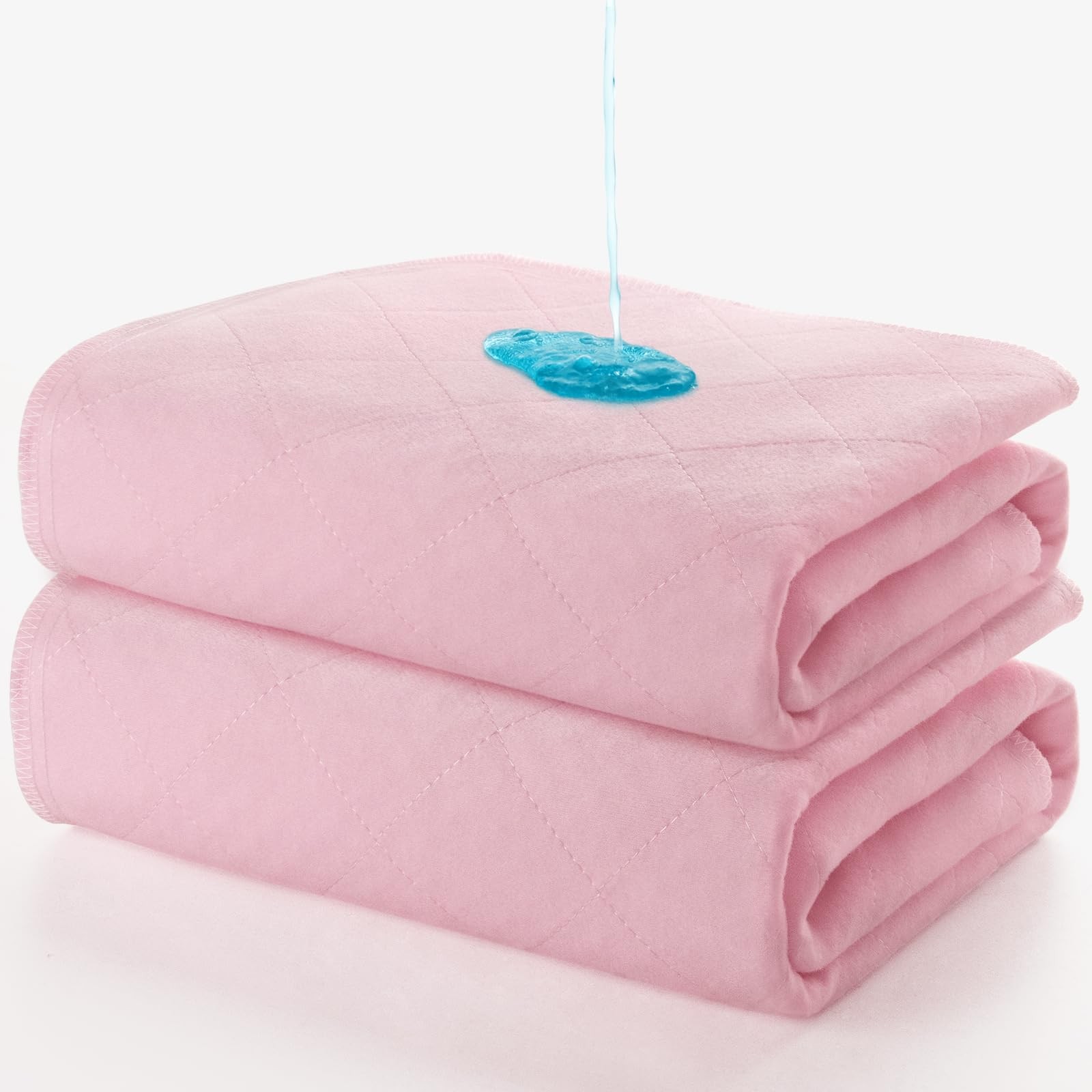 2 PCS Bed Pads Washable Waterproof 34×36 Inch Absorbent Underpads Pink Adult