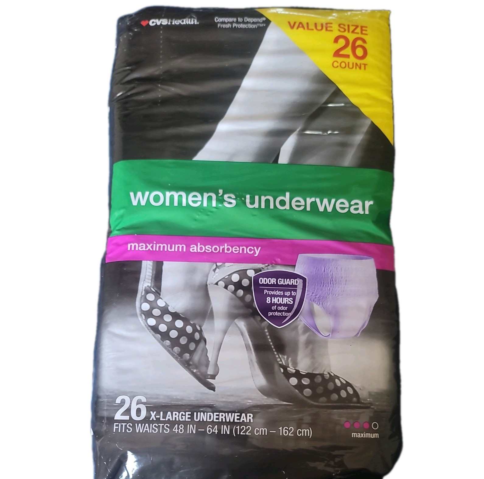 CVS Health Women’s Underwear X-Large 48″- 64″ Waist Maximum Absorbency 26 count