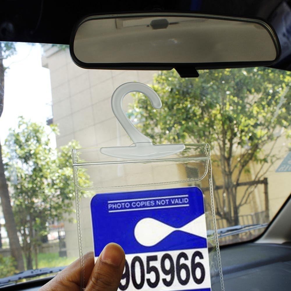 2x Handicap Parking Permit Placard Protector Cover Hanger Car Holder Hang Sleeve