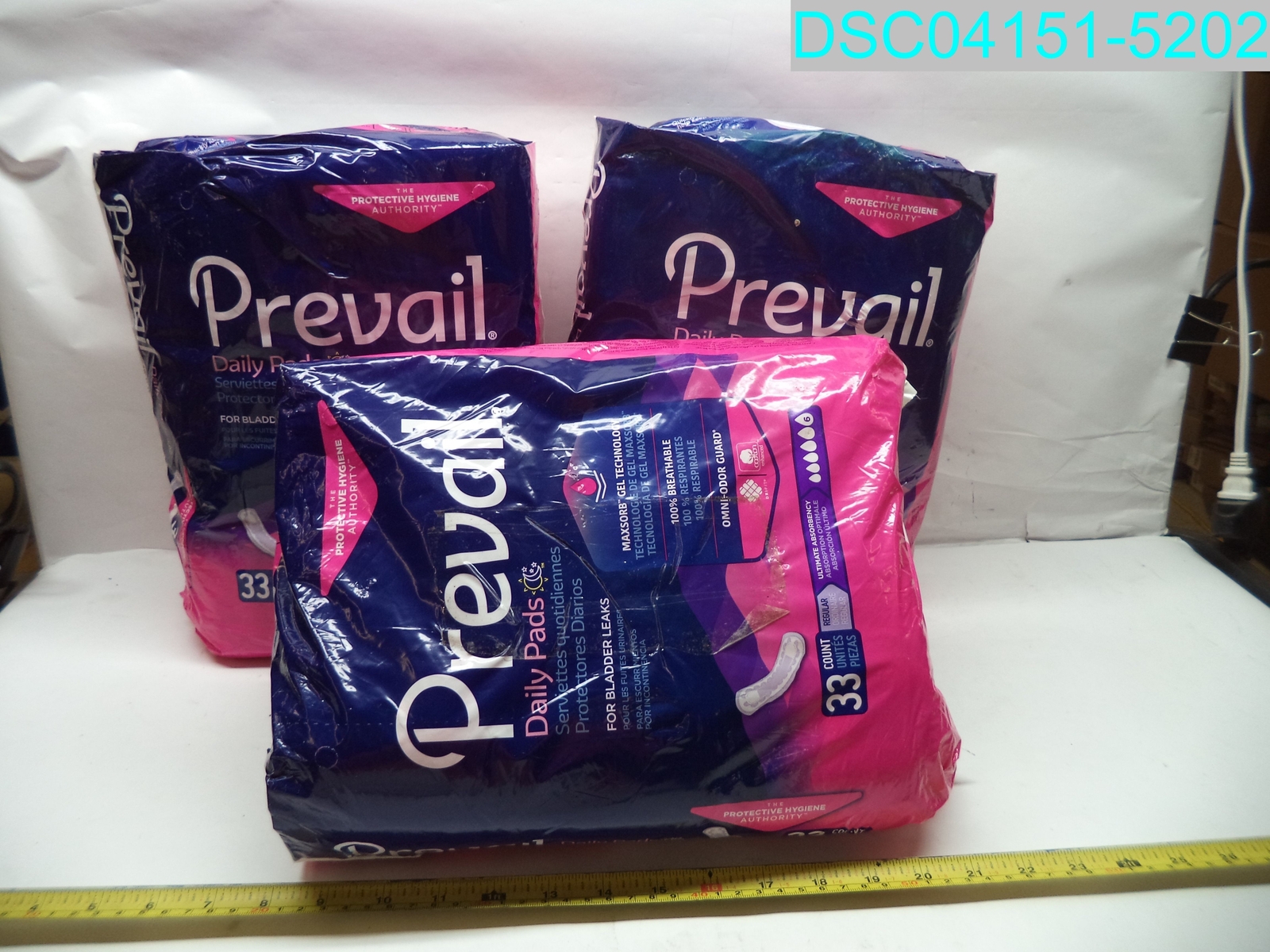 QTY=99(33 Per Bag x3 Bag):PV923/1 Prevail Bladder Control Pads Heavy Absorbency