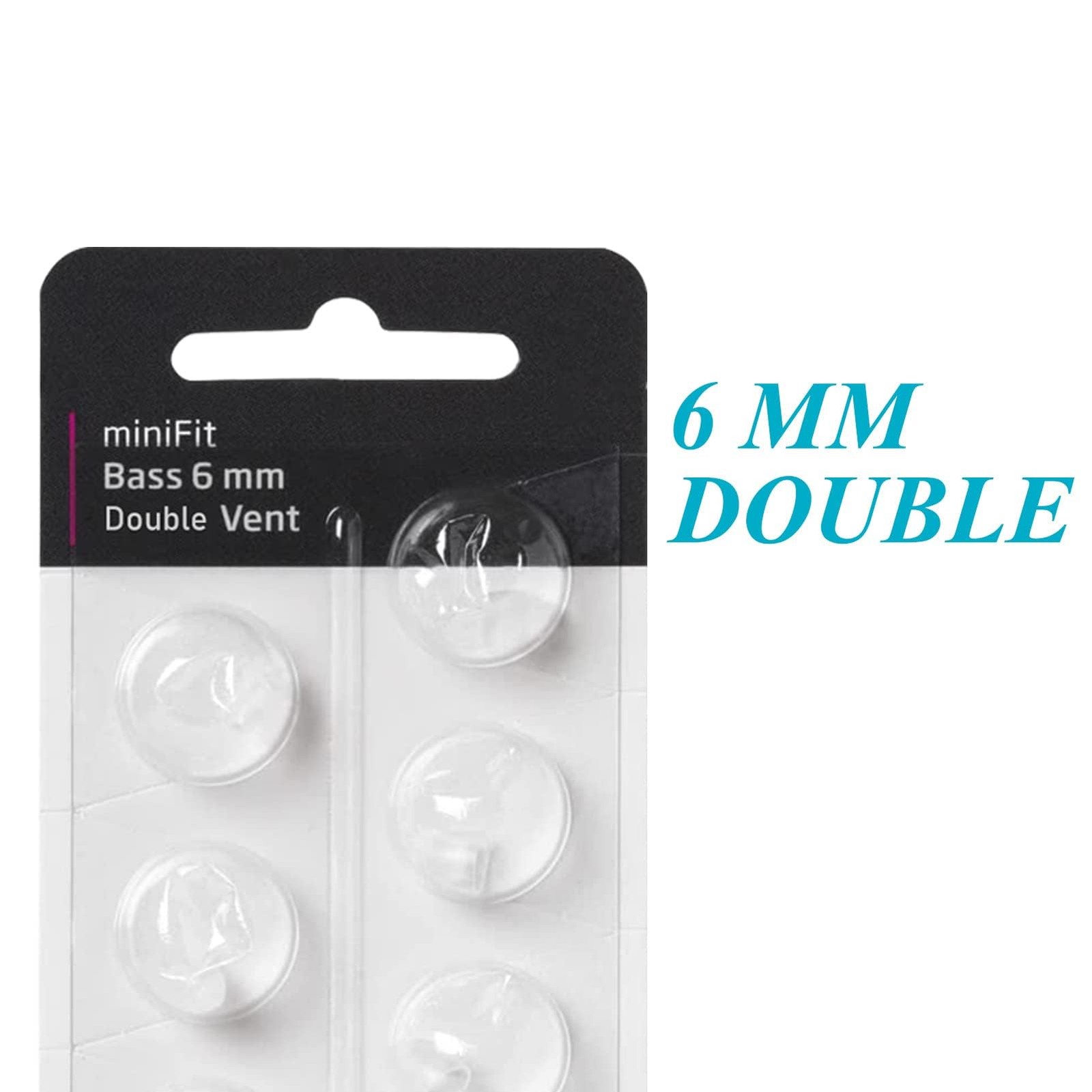 Hearing Aid Domes for Oticon MiniFit Double Vent Bass Domes: 2 Packs (6mm), Univ
