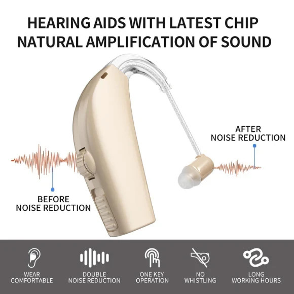 Rechargeable Hearing Aids for Seniors Noise Cancelling Hearing Amplifier Pair
