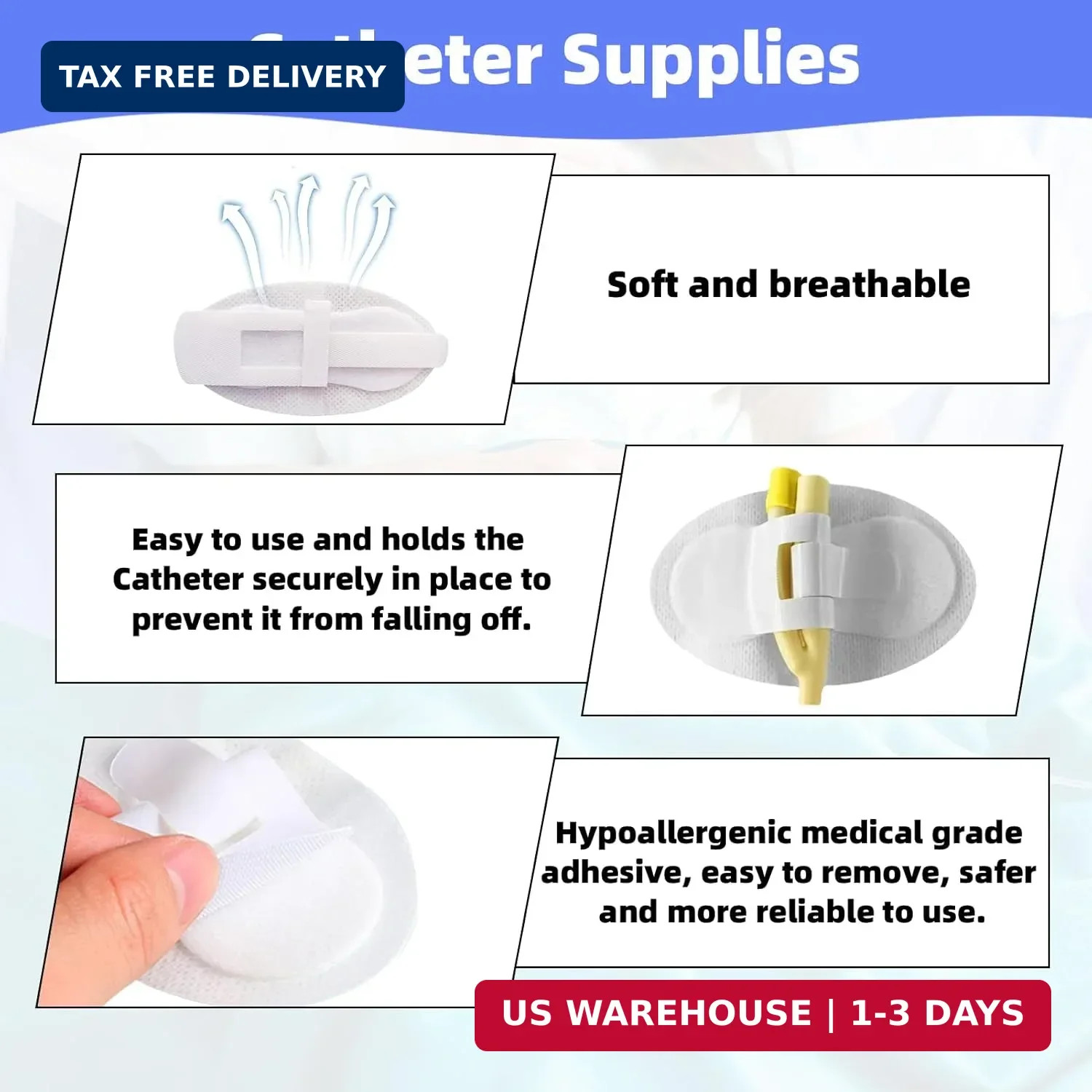20Pcs Foley Catheter Stabilization Device, Catheter Tube Holder, Adhesive Cathet