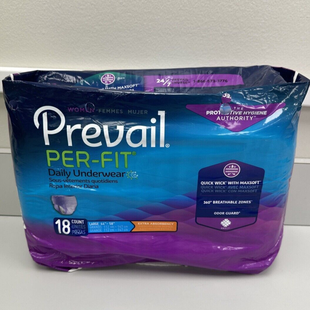 Prevail Per-Fit Womens Disposable Daily Underwear Large Extra Absorbency 18 ct