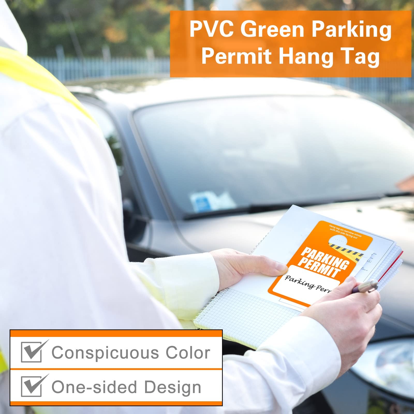 100 Pack Parking Permit Hang Tags Plastic Parking Placards PVC Hang Tag 3 x 5…