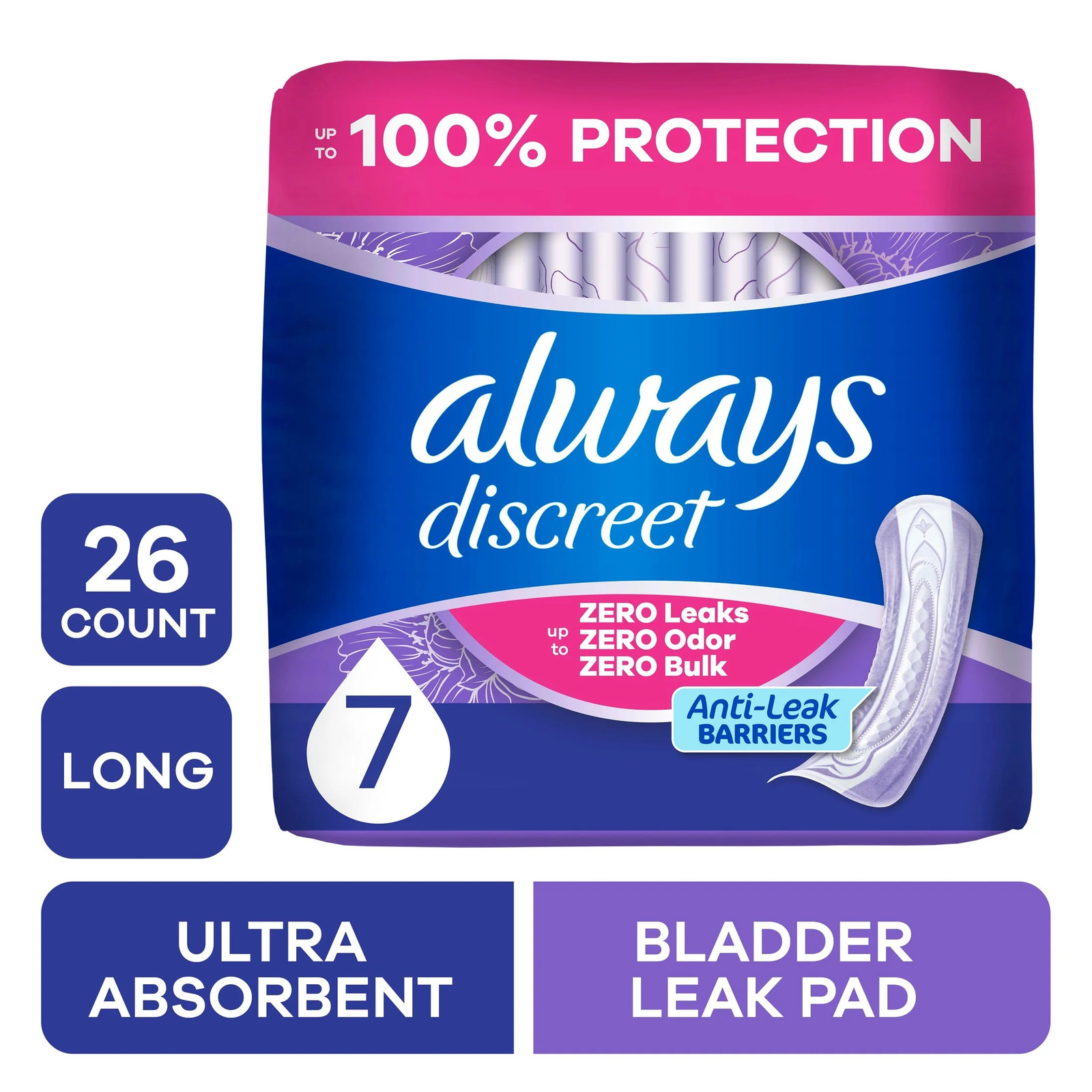2 pack) Incontinence Pads for Women, Ultimate Extra Absorbency, Long Length,