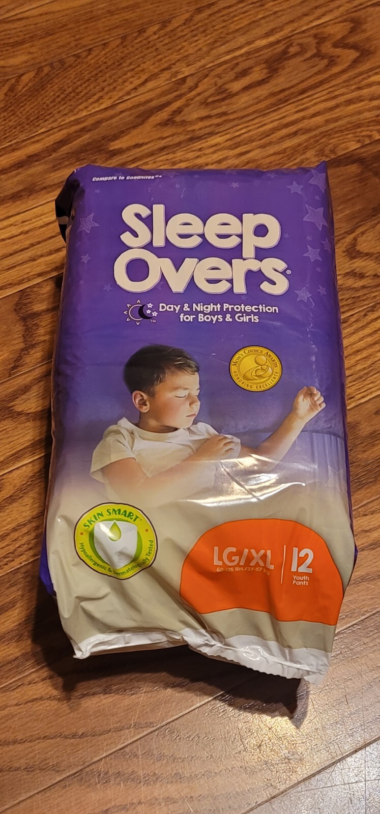 Sleep Overs youth diapers Lg/XL 60-125 lbs 4 Packages Per Box 48 Diapers Total