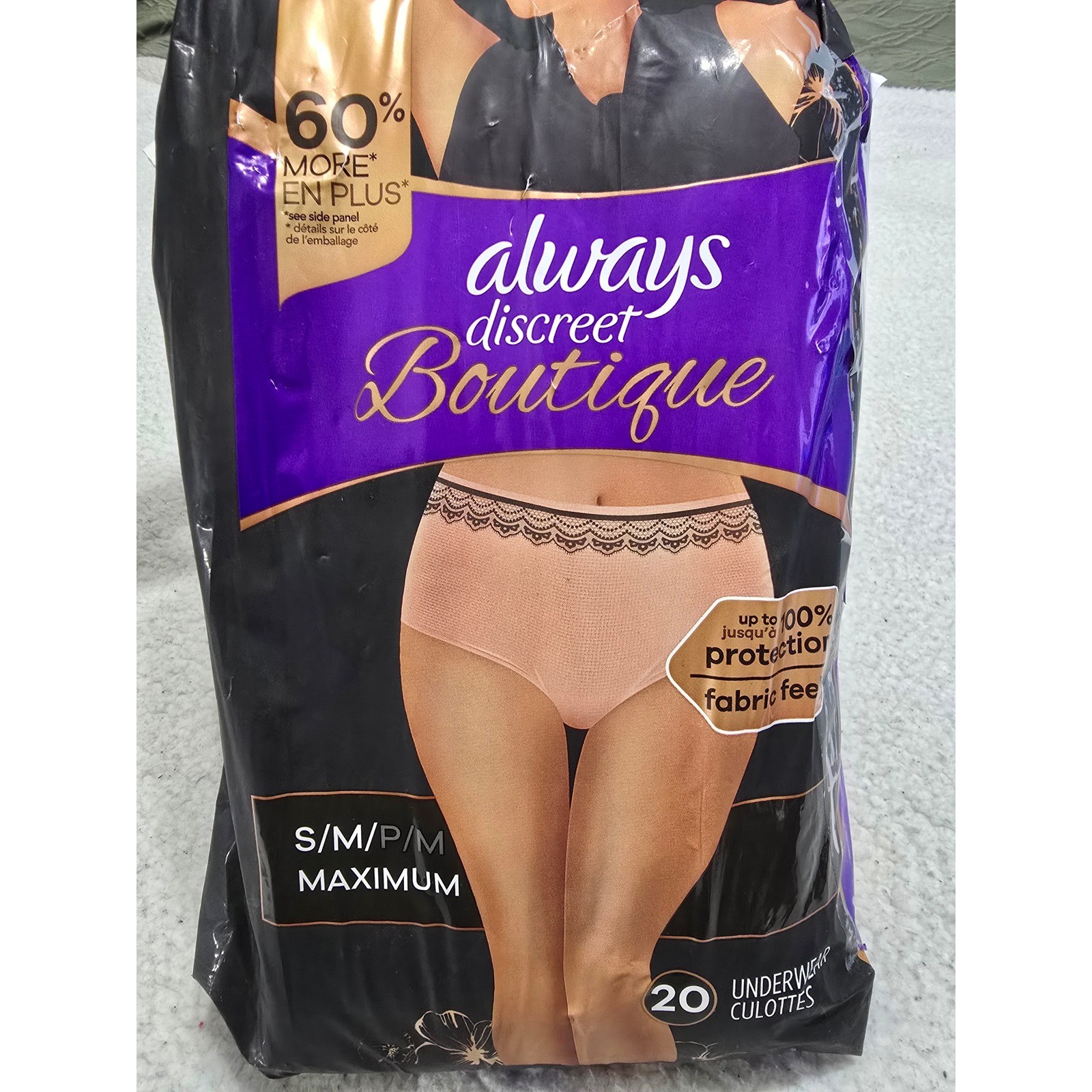 Always Discreet Boutique Incontinence Underwear Women S/M Maximum Peach 20 Count