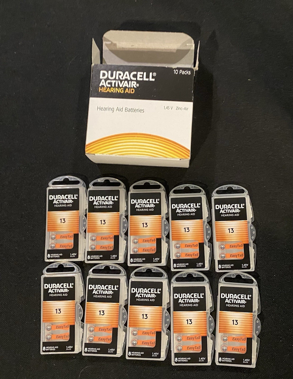80 Duracell Size 13 Activair Hearing Aid Batteries Exp 08/2029 New EASYTAB!