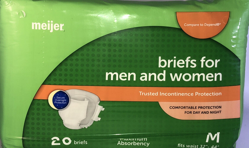 SHIPN24HOURS-INCONTINENCE BRIEFS FOR MEN AND WOMEN 20 BRIEFS SZ Medium 32”-44”