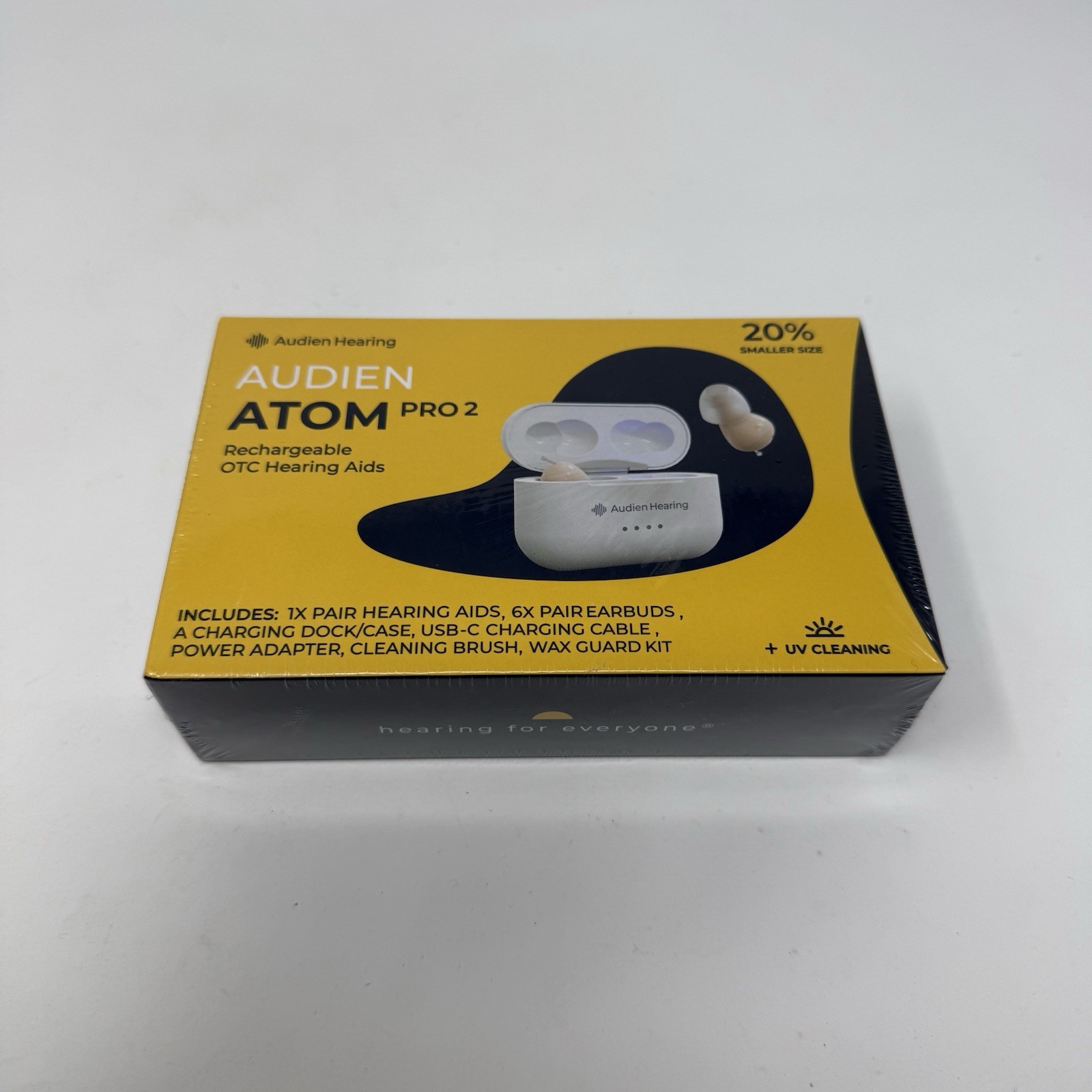 Audien Hearing ATOM PRO 2 Wireless Rechargeable OTC Hearing Aid Brand New Sealed