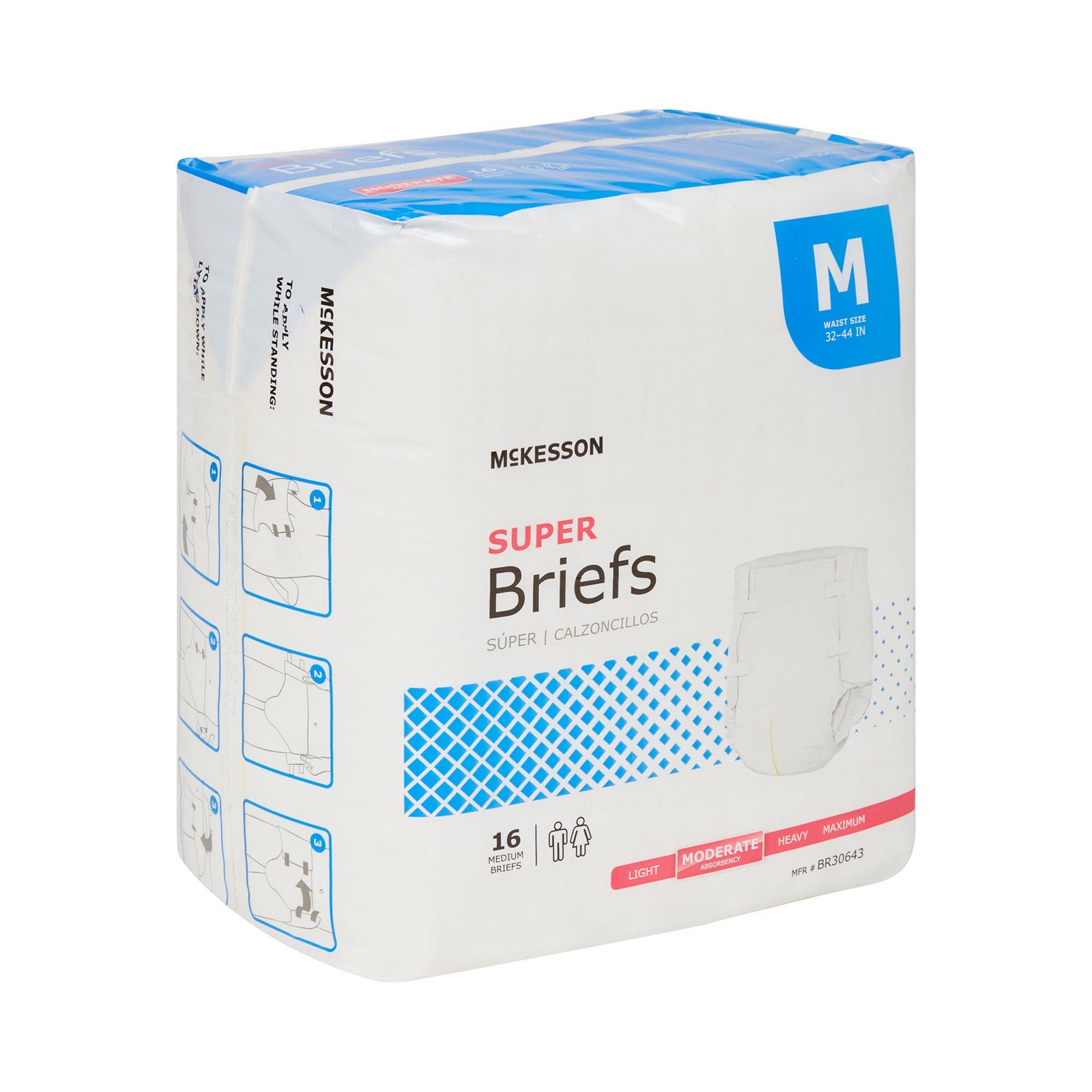 McKesson Super Moderate Absorbency Adult Disposable Cloth Brief Diapers M 96 Ct