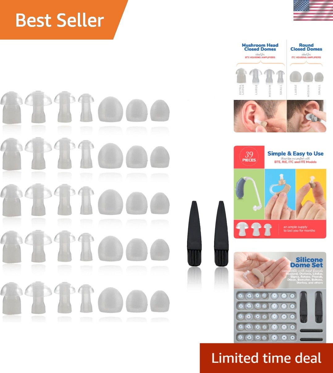 Premium Silicone Hearing Aid Domes – Quick-Fit Ear Tips in All Sizes – 39 Pieces