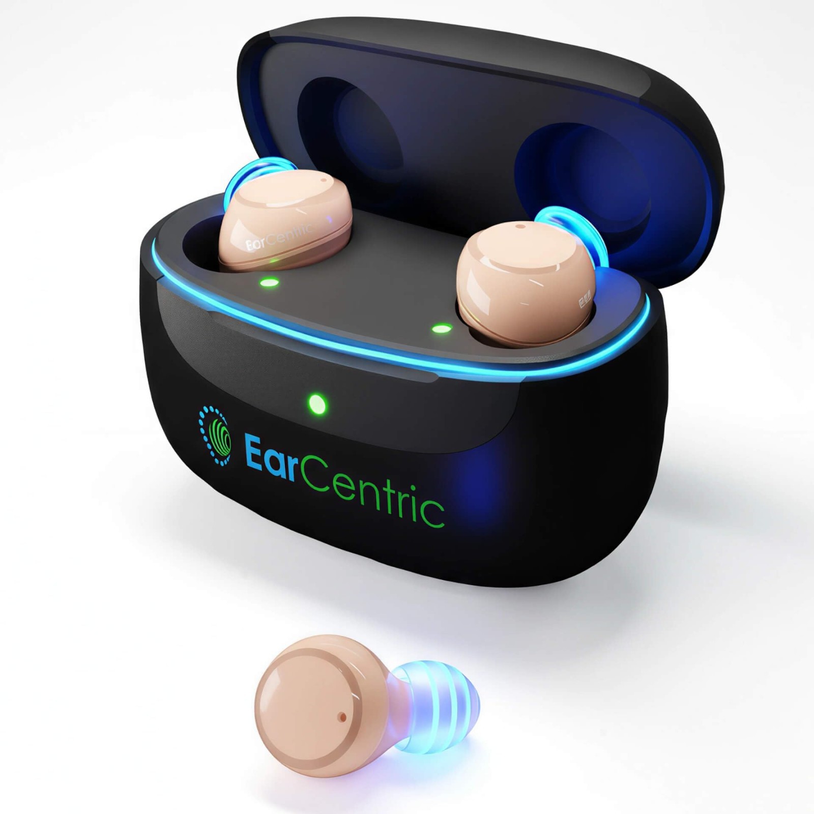New in box EarCentric Whisper Rechargeable Hearing Aids for Seniors OTC Hearing