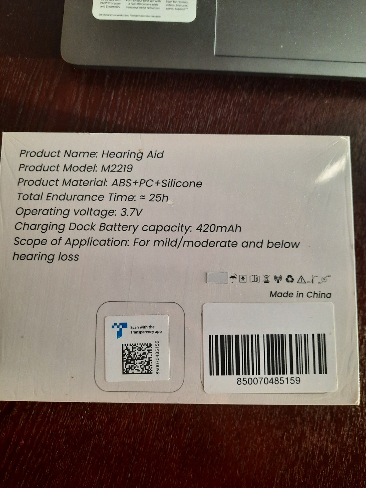 OTC Hearing Aid M2219. No prescription required, mild to moderate hearing loss.