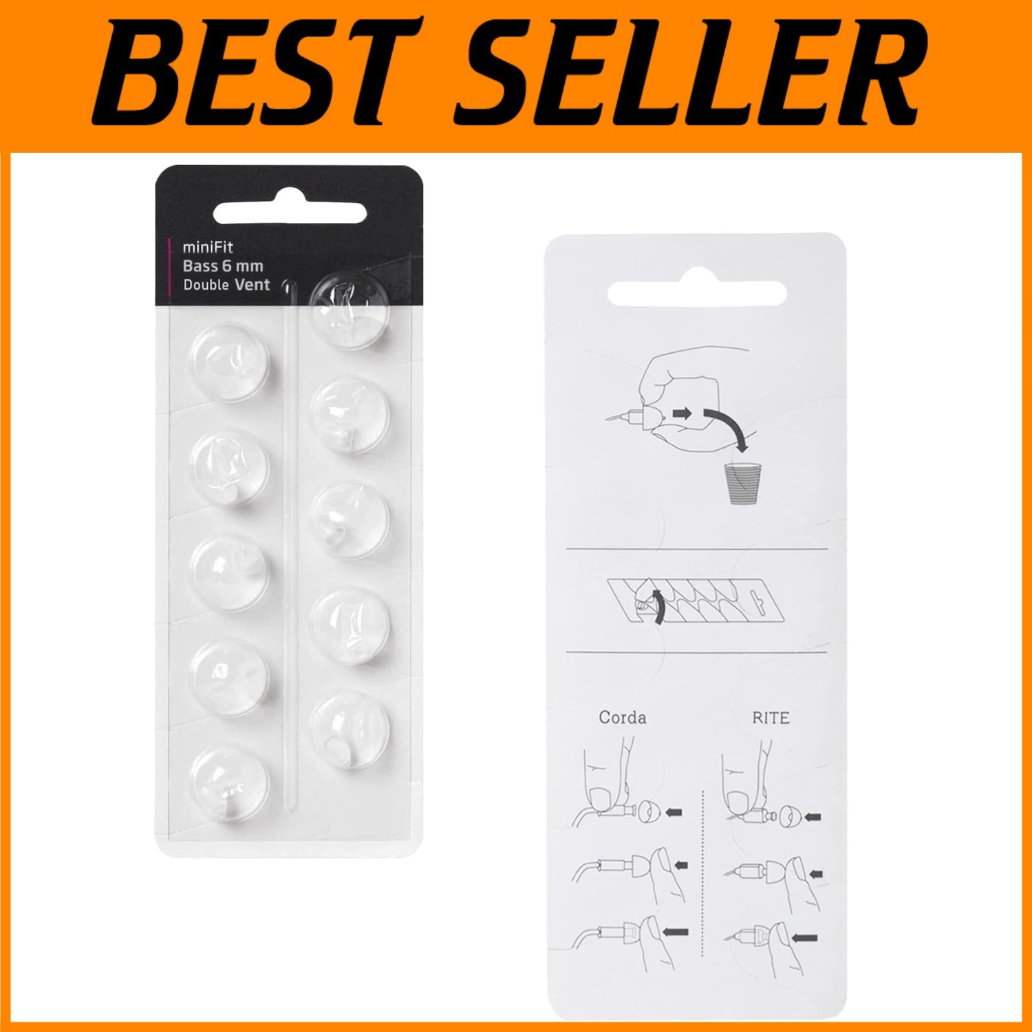 Oticon MiniFit Double Vent Bass Domes: 6mm 3 Pack