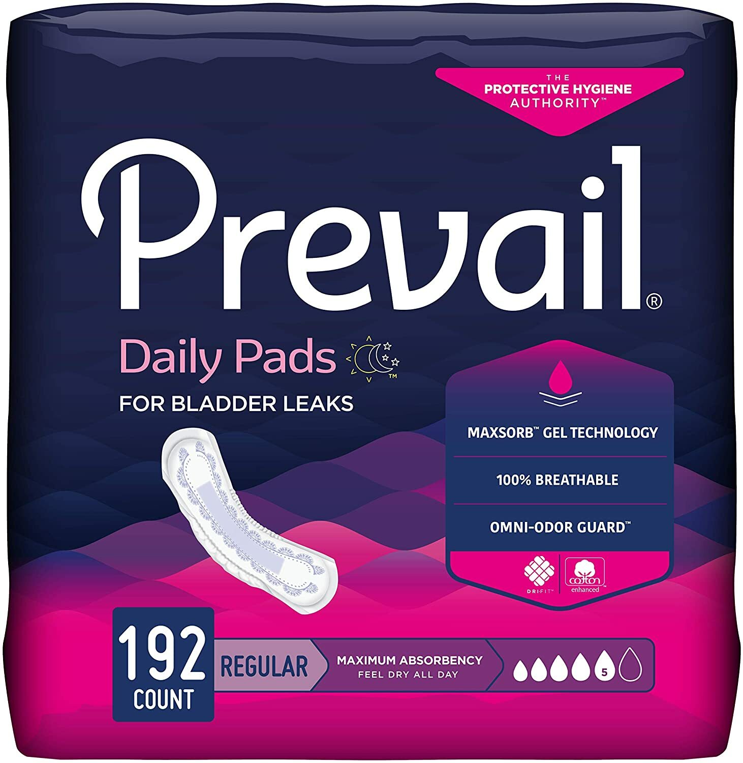 Prevail Bladder Control Pad 11” Length, Maximum – Case of 192