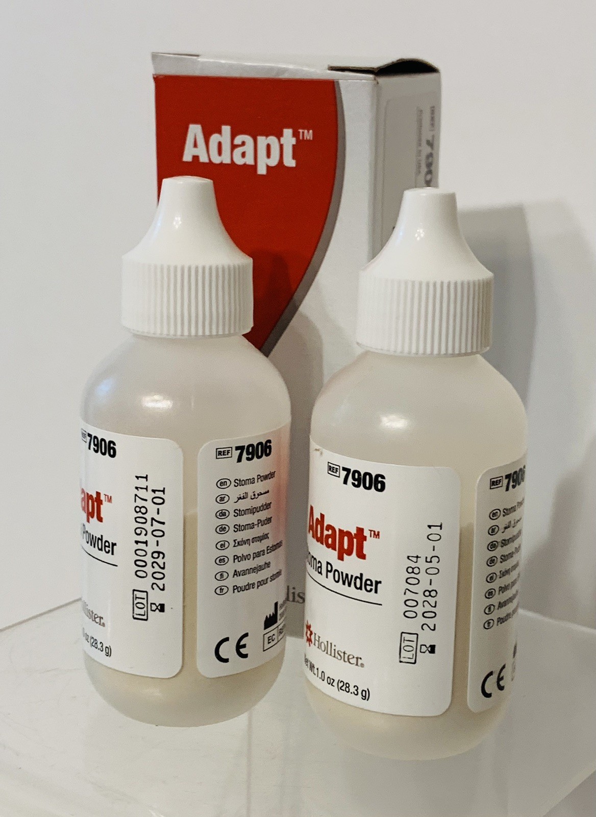 2 Bottles Hollister 7906 1oz Bottles Adapt Ostomy Stoma Powder Exp. 2028/2029
