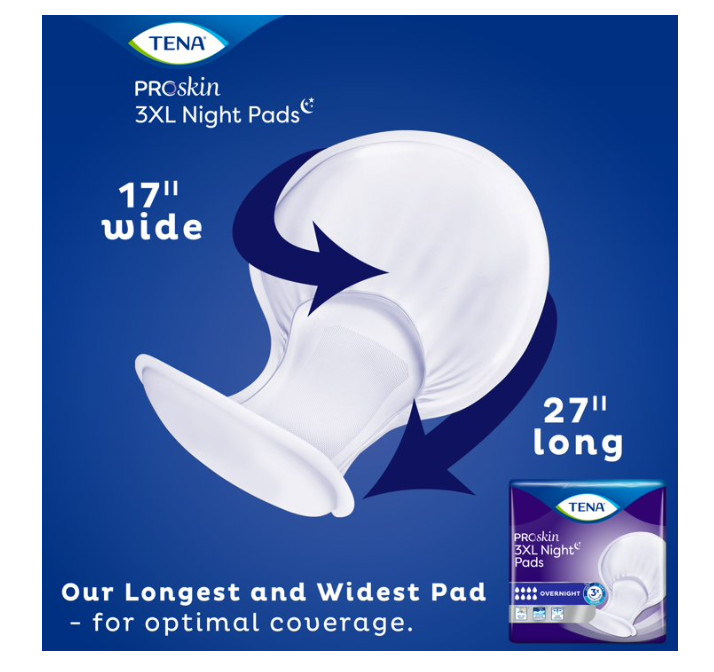 TENA ProSkin 3XL Incontinence Pads for Women Men Overnight 48 Count