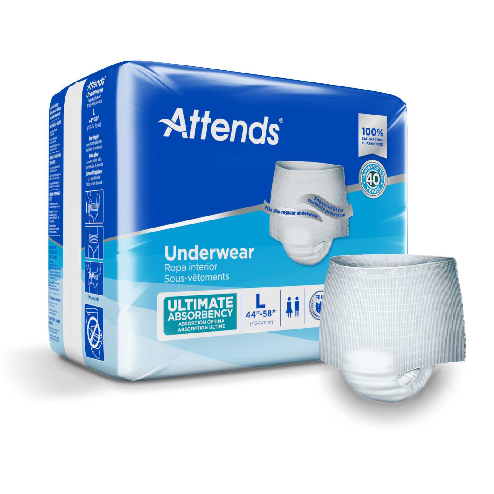 Attends Super Plus Underwear Diaper, LARGE, HEAVY Absorbency APP0730 -Case of 72