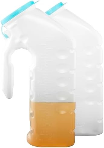 Male Urinal with Glow in The Dark Lid (2 Bottles) 32 Oz Urine Bottles for Men –