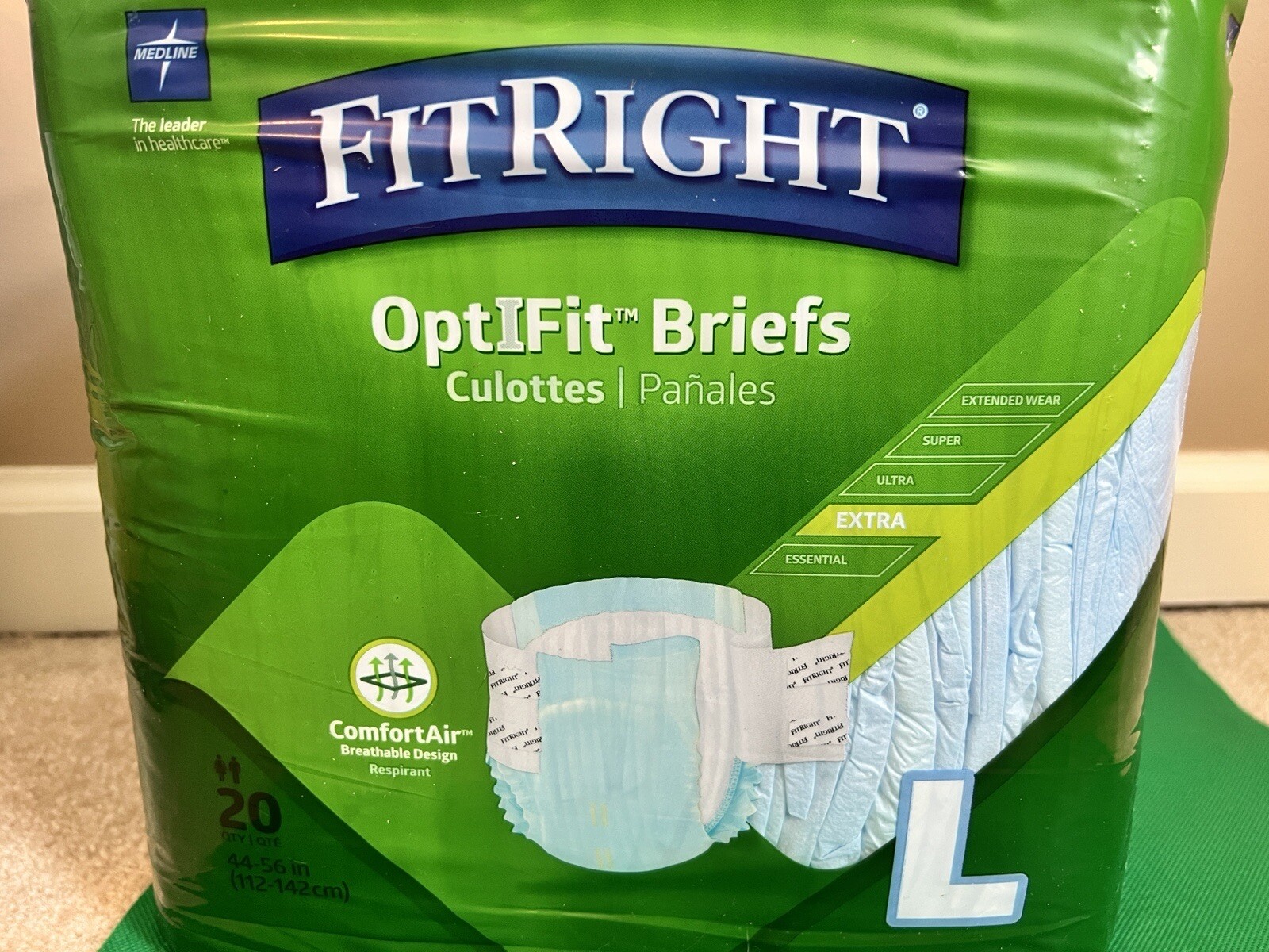 Fitright EXTRA Adult Briefs 2 Pack of 20 Size Large 48-58″ Lot of 40