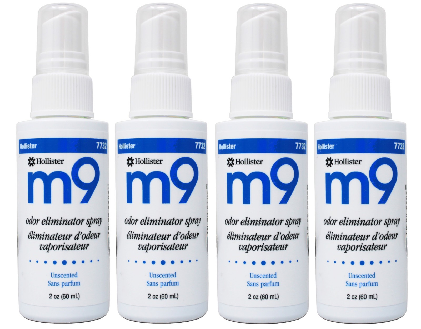 Hollister m9 Odor Eliminator Spray Unscented, 2 ounce Pump Spray Bottle, 4 Count