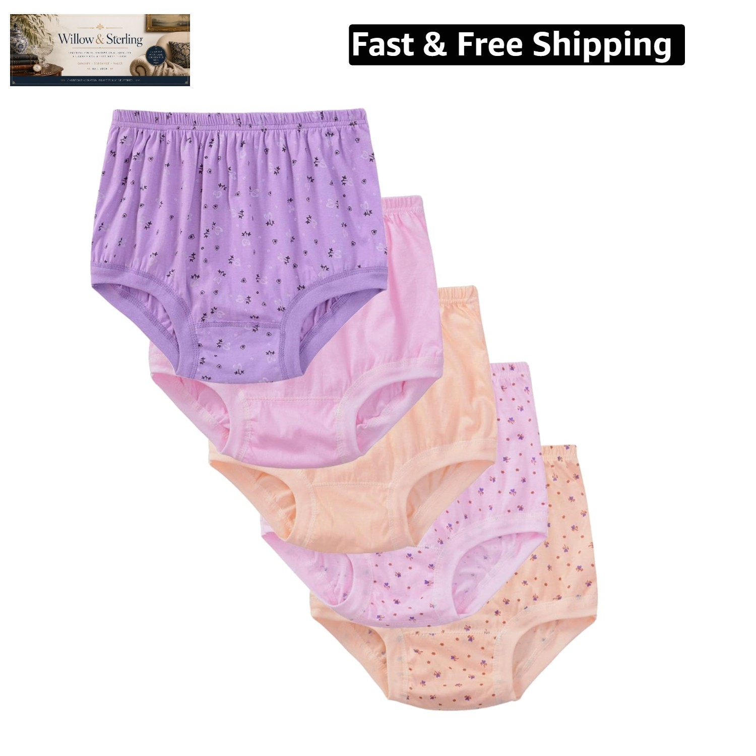 5Pcs Seniors Women Underwear 100% Cotton Briefs For Medium Elderly Ladies Plu…