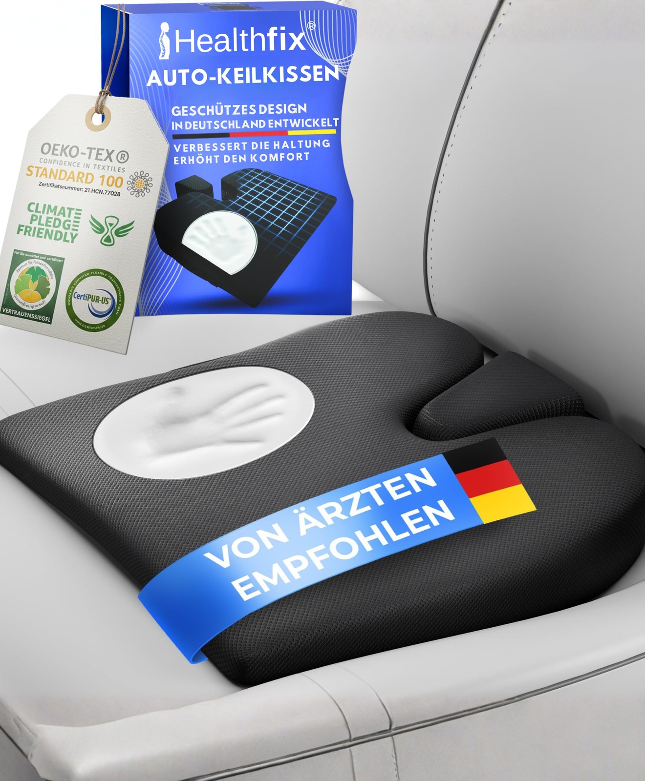 Healthfix Car Seat Wedge Cushion Orthopedic Memory Foam Car Seat Wedge Pillow